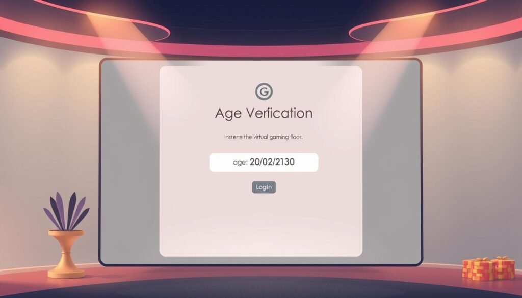 A high-resolution digital illustration depicting a modern online casino interface with a prominent age verification prompt. The scene shows the Glowin Beaute branded login screen, featuring a sleek and minimalist design with a soft, warm color palette. The central focus is a large, clearly displayed age verification form, inviting users to input their date of birth before entering the virtual gaming floor. The overall mood is professional, responsible, and customer-centric, emphasizing the casino's commitment to protecting minors and promoting ethical gambling practices. A high-resolution digital illustration depicting a modern online casino interface with a prominent age verification prompt. The scene shows the Glowin Beaute branded login screen, featuring a sleek and minimalist design with a soft, warm color palette. The central focus is a large, clearly displayed age verification form, inviting users to input their date of birth before entering the virtual gaming floor. The overall mood is professional, responsible, and customer-centric, emphasizing the casino's commitment to protecting minors and promoting ethical gambling practices.