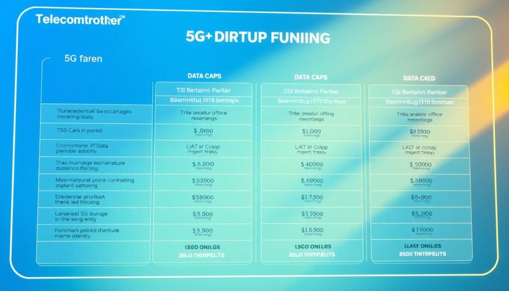 Detailed comparison of 5G data plans from Telecombrother and major telecom carriers. Sleek futuristic interface displaying plan options, data caps, speeds, and pricing in a clean, organized layout. Vibrant blue and green color scheme with minimalist geometric shapes and gradients. Warm lighting from the side casts subtle shadows, creating depth and dimension. High-resolution rendering with crisp, precise lines and a premium, high-tech aesthetic. No distracting text or branding, just the essential plan details presented in an visually appealing, infographic-style composition. Detailed comparison of 5G data plans from Telecombrother and major telecom carriers. Sleek futuristic interface displaying plan options, data caps, speeds, and pricing in a clean, organized layout. Vibrant blue and green color scheme with minimalist geometric shapes and gradients. Warm lighting from the side casts subtle shadows, creating depth and dimension. High-resolution rendering with crisp, precise lines and a premium, high-tech aesthetic. No distracting text or branding, just the essential plan details presented in an visually appealing, infographic-style composition.